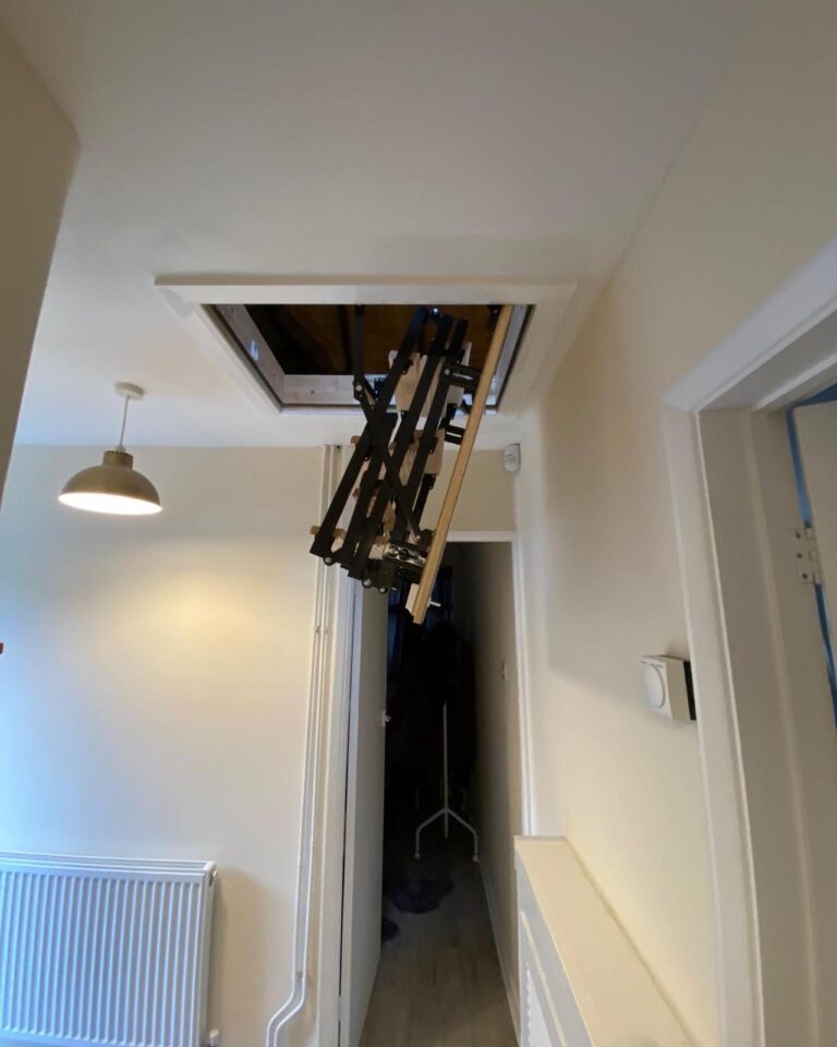 Insulated loft hatch fitted by TG Loft Boarding